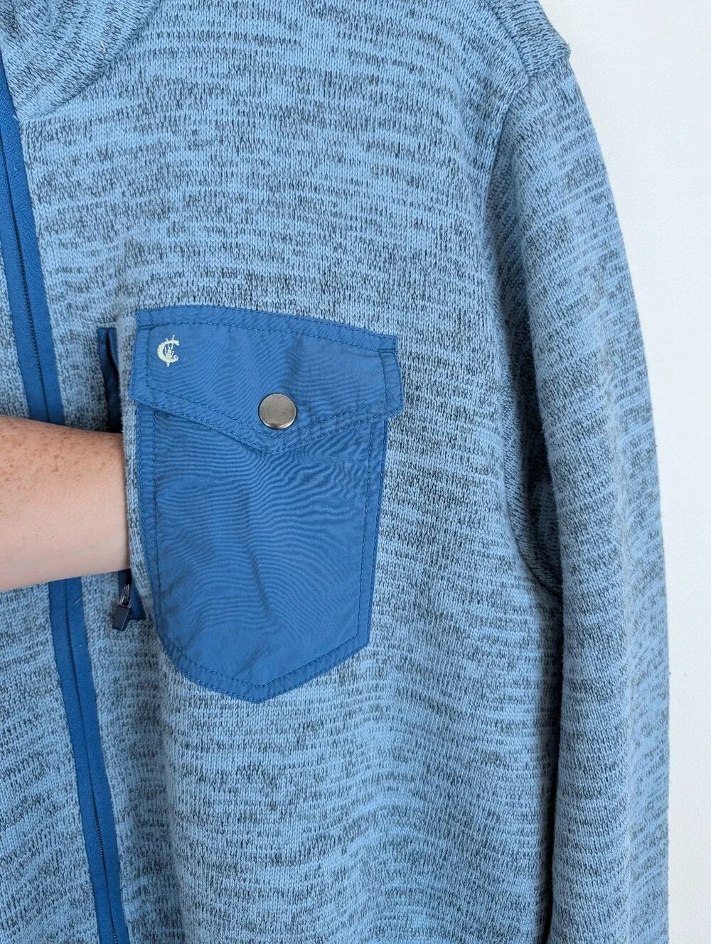 Criquet Full Zip Sweater Fleece Jacket - Heathered Blue